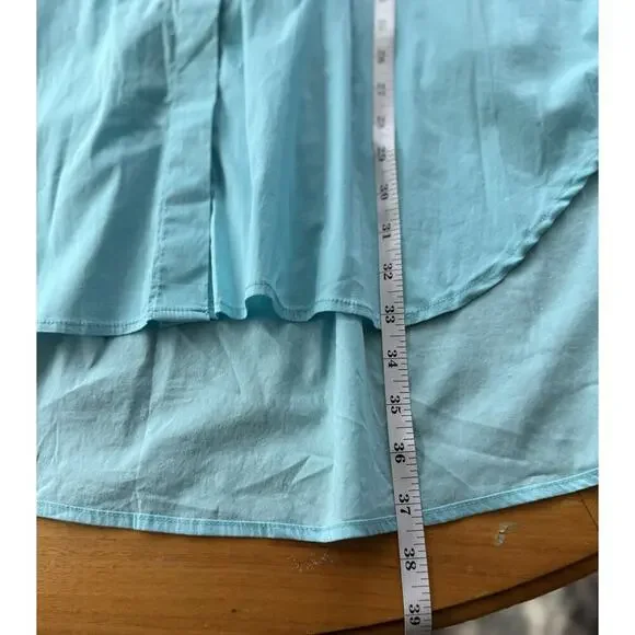 Secular Italy Oversized Button Up Shirt Top Aqua XS O/S 56” Bust Lagenlook $237 - Picture 10 of 12